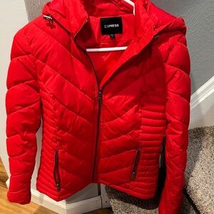 Express Women's Vibrant Red Puffer Jacket